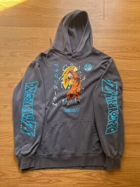 Dragon Ball Z Super Saiyan 3 Goku Hoodie Men's XL Gray Anime Graphic DBZ